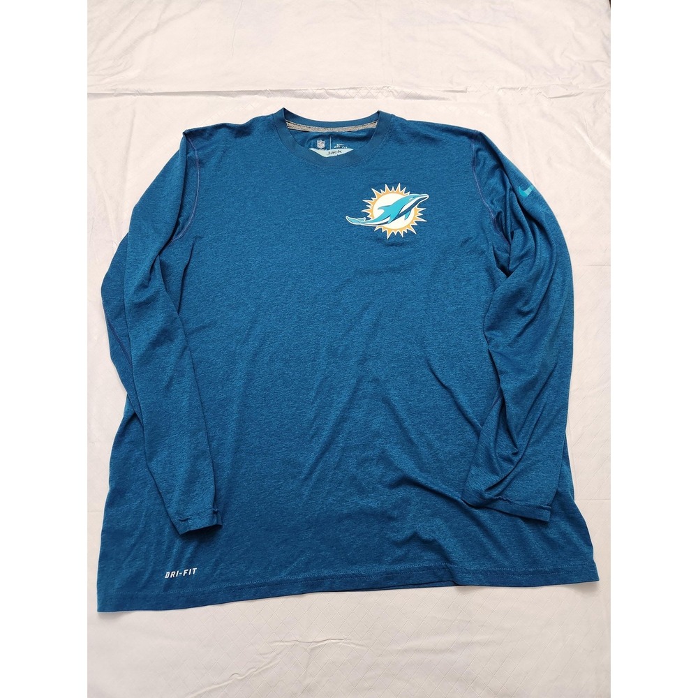 Miami Dolphins Shirt Mens XL Blue NFL‎ Football Nike Dri Fit Team Issued Player